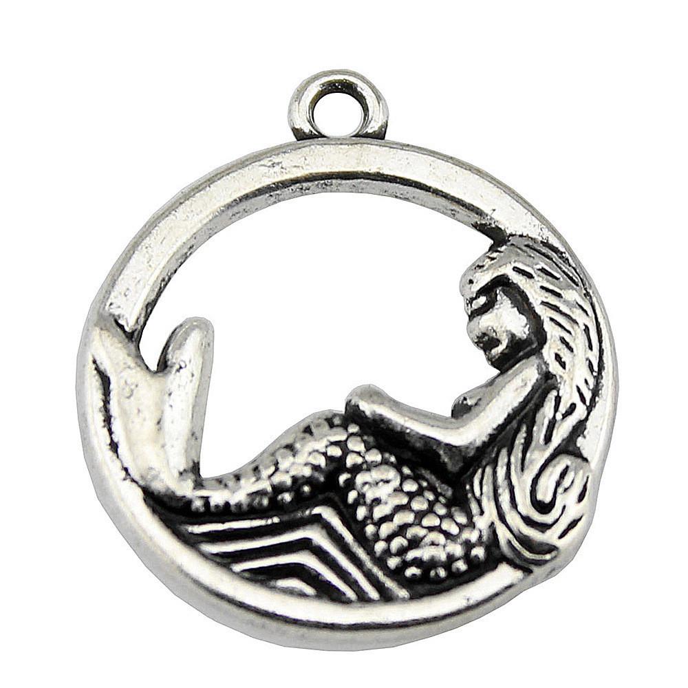 Mermaid Skeleton Charms Gothic Alloy Pendants For Halloween DIY Jewelry Accessories
