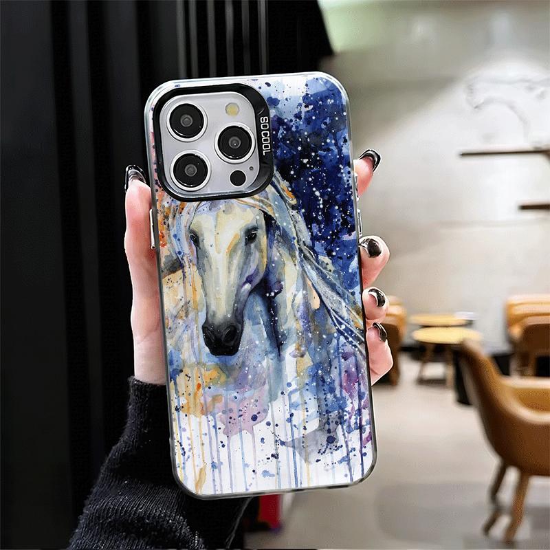 Oil Painting Horse Soft Phone Case for iPhone 15 16 17 Pro Max 17Air 16E 14 Plus 13 12 Mini Shockproof Cover Back Shell