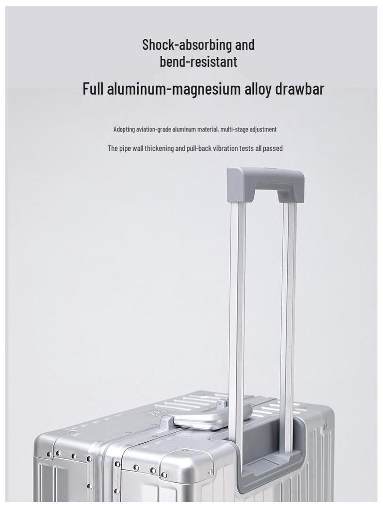 Aluminum-Magnesium Alloy Suitcase: 20-Inch Trolley & 24-Inch Travel Luggage with Password Lock