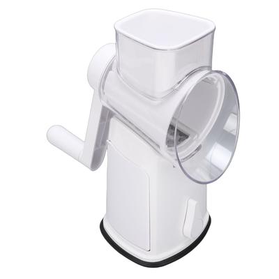 Rotating Cheese Grater with Handle Vegetable Round Cutter Kitchen Food Chopper White 10 Blades