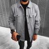 2026 New Men's Woolen Jacket, Solid Color Coat with Turn-down Collar and Buttons, Casual Overcoat