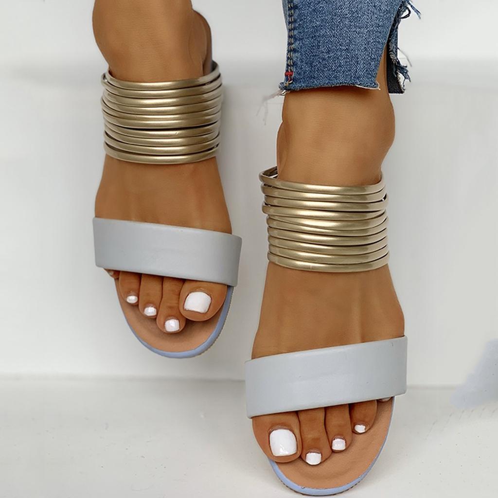 Damen Sandalen mit geschlossener Spitze und Schnürung, bequeme Slipper mit Ledereinsatz, flache Damensandalen