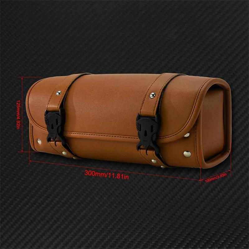 Motorcycle Saddlebags PU Leather Front Fork Tail Tool Bag Luggage Pouch Waterproof for Harley Sportster XL Touring Softail Dyna