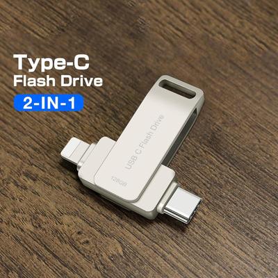 1TB Dual Interface Type-C Metal Rotating USB Flash Drive, Compatible with Apple Phones.
