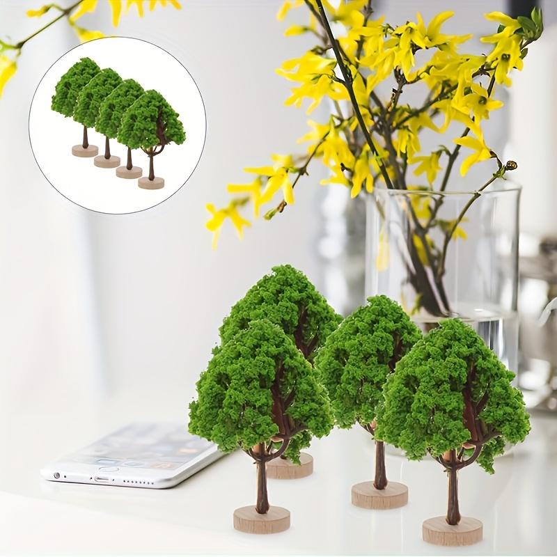 4pcs Model Tree Miniature Tree Model Tree with Base Train Landscape Building Tree DIY Crafts Miniatures Home Office Decoration