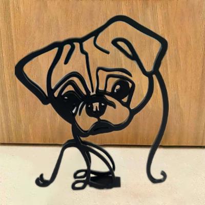Study Desktop Decor Pet Dog Crafts Ironwork Abstract Metal Dog Statue Modern Home Office