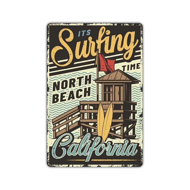 Tiki Bar Wall Art Posters, Tin Signs, Beach Bar, Hawaii Surfing, Vintage Home Decor, Tin, Pub, Cafe, ZSS16