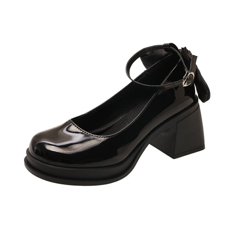 Fashion High Heels Women Bow Loafers Shoes Autumn Fashion Shallow Elegant Shoes 2025 New Classical Chunky Pumps Party Zapatillas Mujer