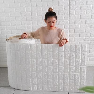 70cm X 10m 3D ciągłe naklejki ścienne z motywem cegły samoprzylepna tapeta wodoodporna naklejka dekoracje dla domu DIY naklejki piankowa tapeta naklejki ścienne