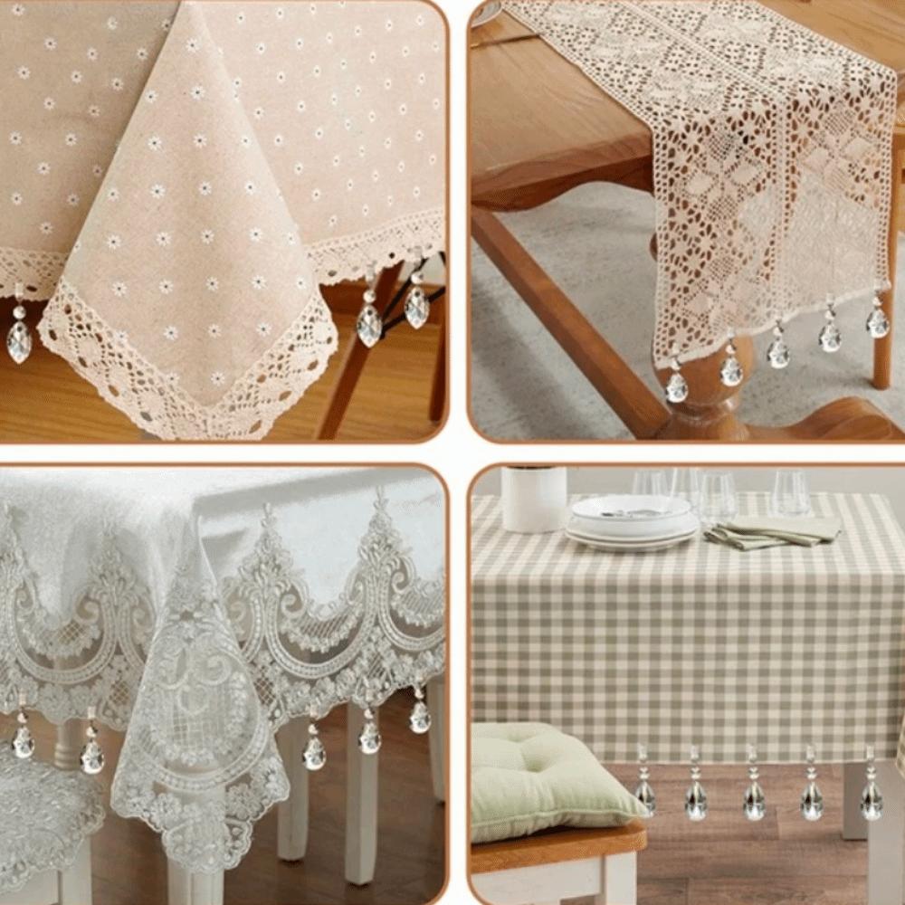 4PCS With Metal Clip Crystal Tablecloth Weights Windproof Tablecloth Clip Table Cover Holder  Party
