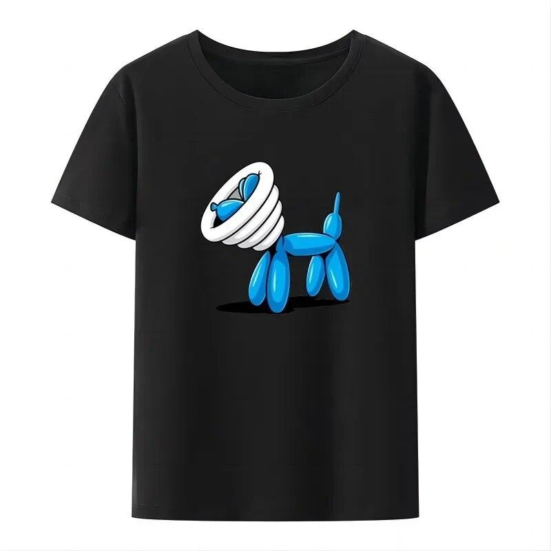 Interesting Cotton T-shirt De Mujer Hip-hop Blusa Loose Cool Short-sleev Vintage Trending Comics Unique Clothing Balloon Puppy