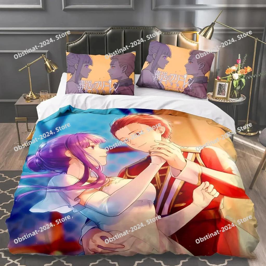 Top Anime Frieren Bedding Set Boys Girls Twin Queen King Size Duvet Cover Pillowcase Bed Soft boys Adult Home Textileextile