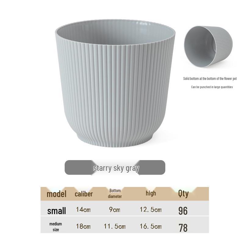 Nordic Thickened Lazy Desktop Vertical Stripe Round Pot: Phalaenopsis & Tiger Pothos Plastic Hydroponic Anti-Ceramic Flower Pot