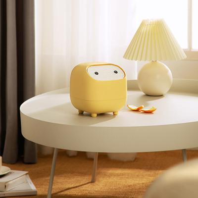 Desktop Trash Can with Folding Cover Press-Type Opening Mechanism Compact Size Cartoon Shape Trash Bin