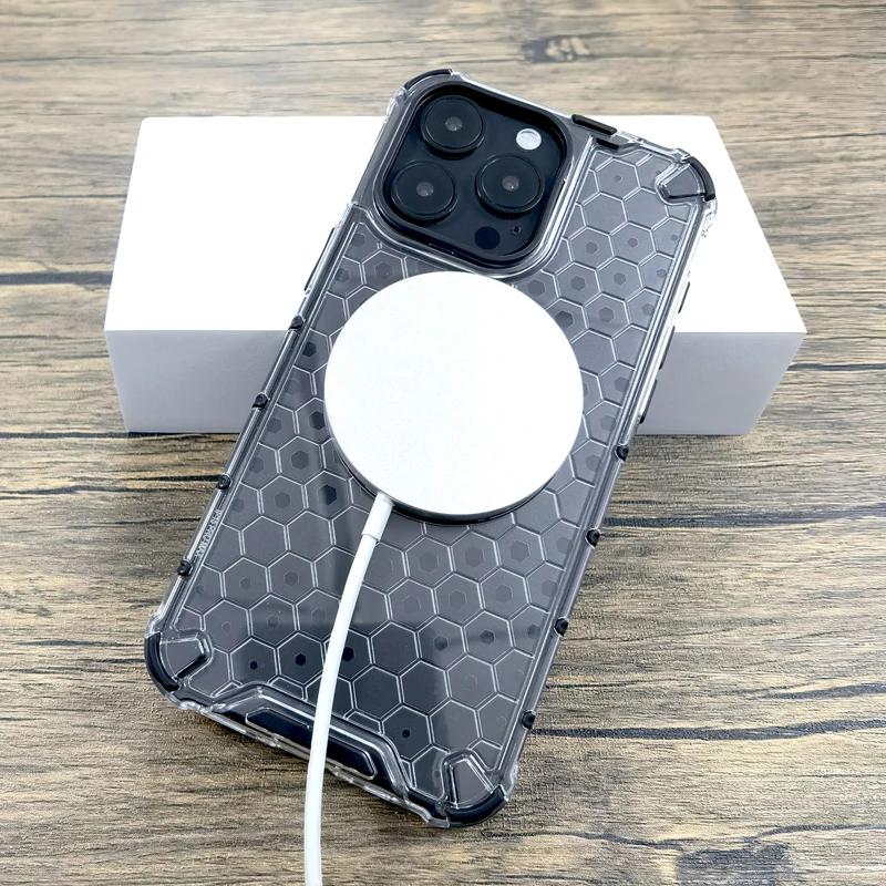 Stoßfestes Rüstungsgehäuse mit Wabenstruktur für Xiaomi Redmi Realme OPPO VIVO Samsung HONOR iPhone Nothing Phone für Magsafe Charge