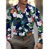 Gold Printed Long Sleeve Single Row Buckle Men's Flower Shirt Casual Shirt Street Fashion Flap-Collar Shirt