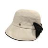 Contrasting color bow bucket hat women's spring and autumn new fashion washbasin hat wide brim versatile face hat