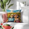 1Pc Elderly Couple In Flower Field Printed Throw Pillow Cover,Suitable For Sofa,Bedroom,Living Room,Heartwarming Gift For Elders