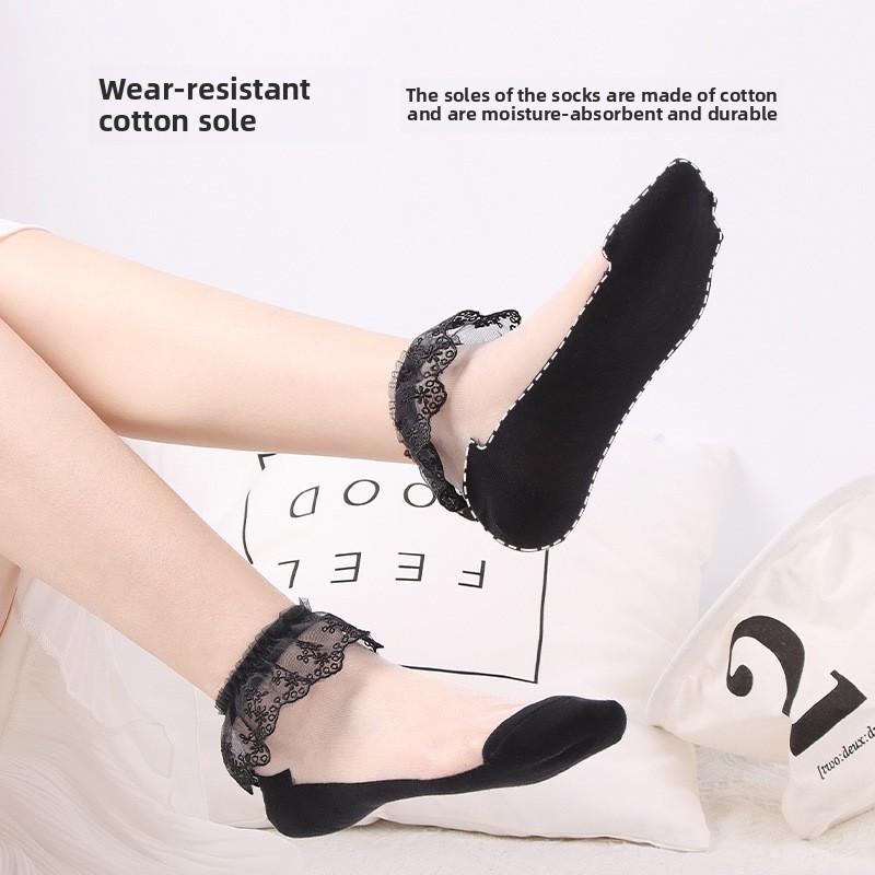 5 Pairs Women's Spring/summer Crystal Stockings Lace Stockings Transparent Glass Stockings