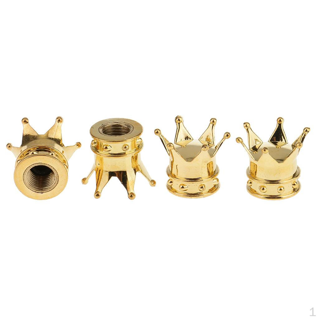 

4x Gold Crown Car Tire Caps Wheel Screw Cover Dust