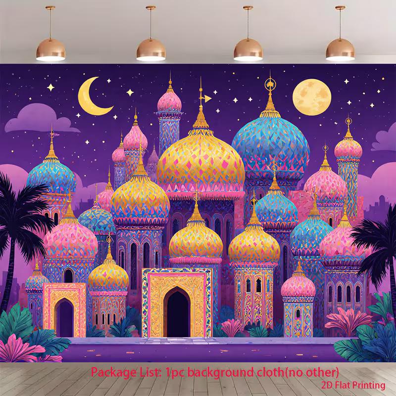 

2D Fantasy Mosque Castle Backdrop for Islamic Holiday Celebrations 47.2x31.5inch/120*80cm