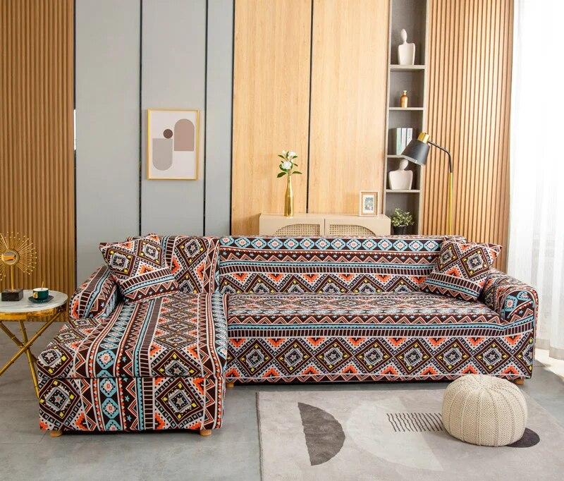 Spandex Modern Polyester Corner Sofa Couch Slipcovers Printed Elastic Sofa Cover Chair Protector L Shape Need 2 Pieces