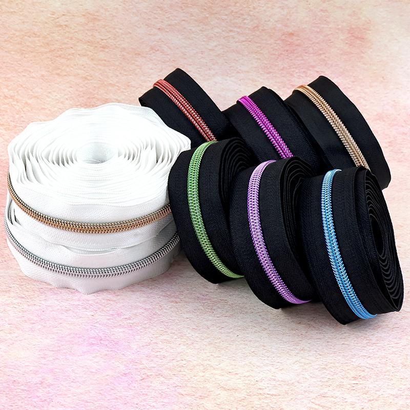 3/5/10/20M 3# 5# Nylon Zipper Tapes Plastic Zip Rolls By The Meter Bag Clothes Sewing Zippers Decorative Zips Repair Accessories