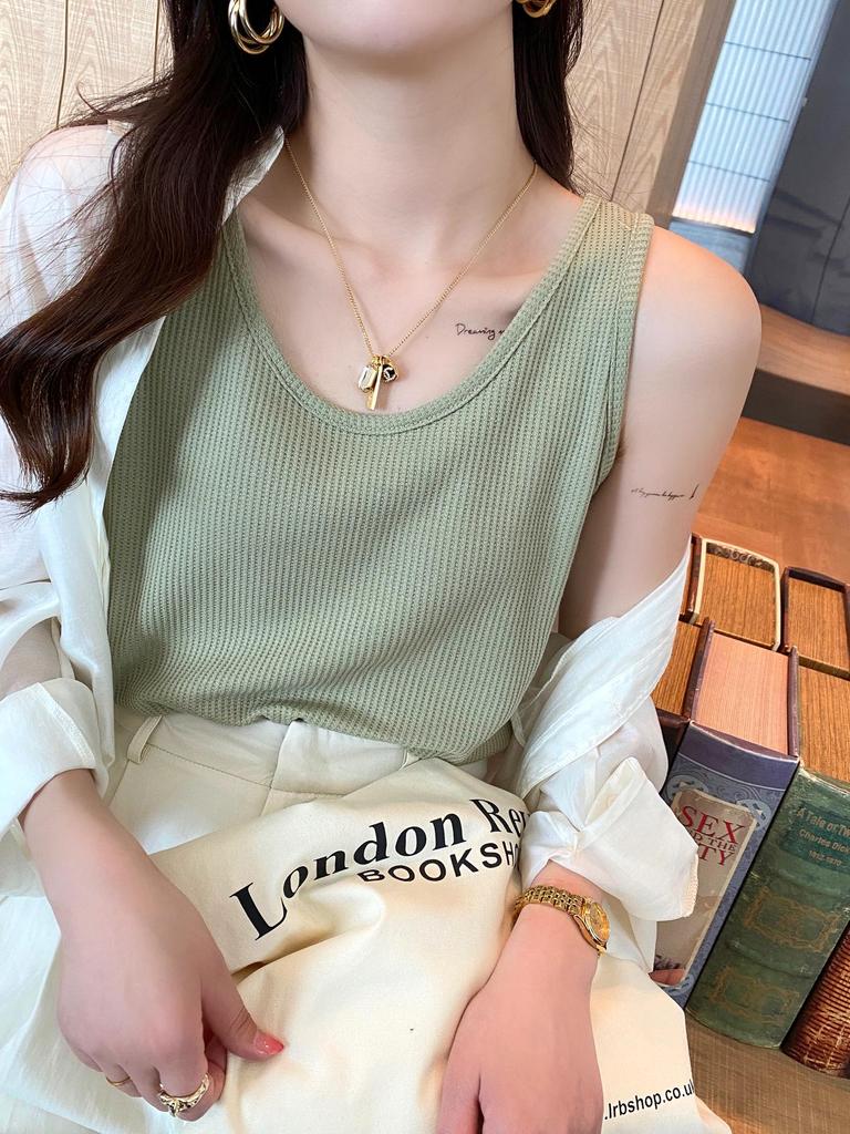 2025 Women's Square Neck Sleeveless Tank Top - Summer Loose Fit