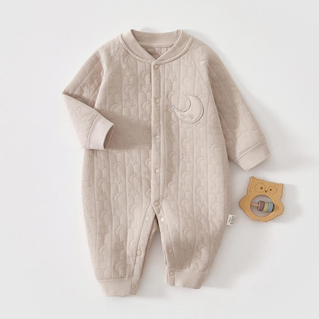 Cozy Cotton Baby Bodysuit: Warm Padded Jumpsuit for Newborns, Boys & Girls