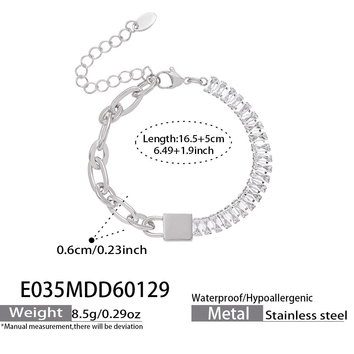 

Zircon-Inlaid Metal Chain Bracelet: European & American Niche Light Luxury Hand Jewelry