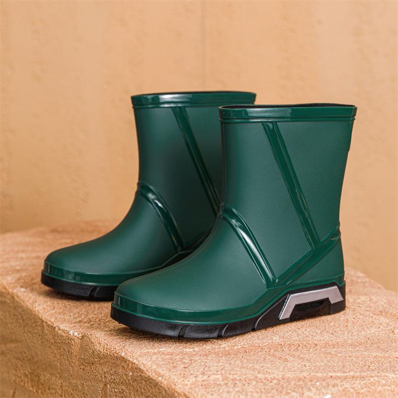 

Мужская водонепроницаемая обувь носится на улице, нескользящая и износостойкая, теплые резиновые сапоги, резиновая обувь для рыбалки и автомойки, и обувь для улицы в дождливую погоду 44 зелёный