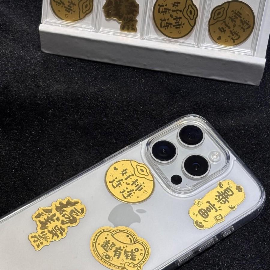 Gold 999 Princess Wealth Sticker - 2mg Mobile Phone Adhesive with Gold Flakes