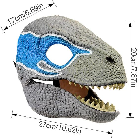 Dino Mask with Moving Jaw, Eye-catching Latex Dinosaur Dress Up Mask, Halloween Dinosaur Party Masquerade Mask