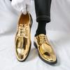 Men Gold Dress Oxford Leather Silver Business Shoes Tuxedo Wedding Blazers Saddle Dance Shoes Large Size