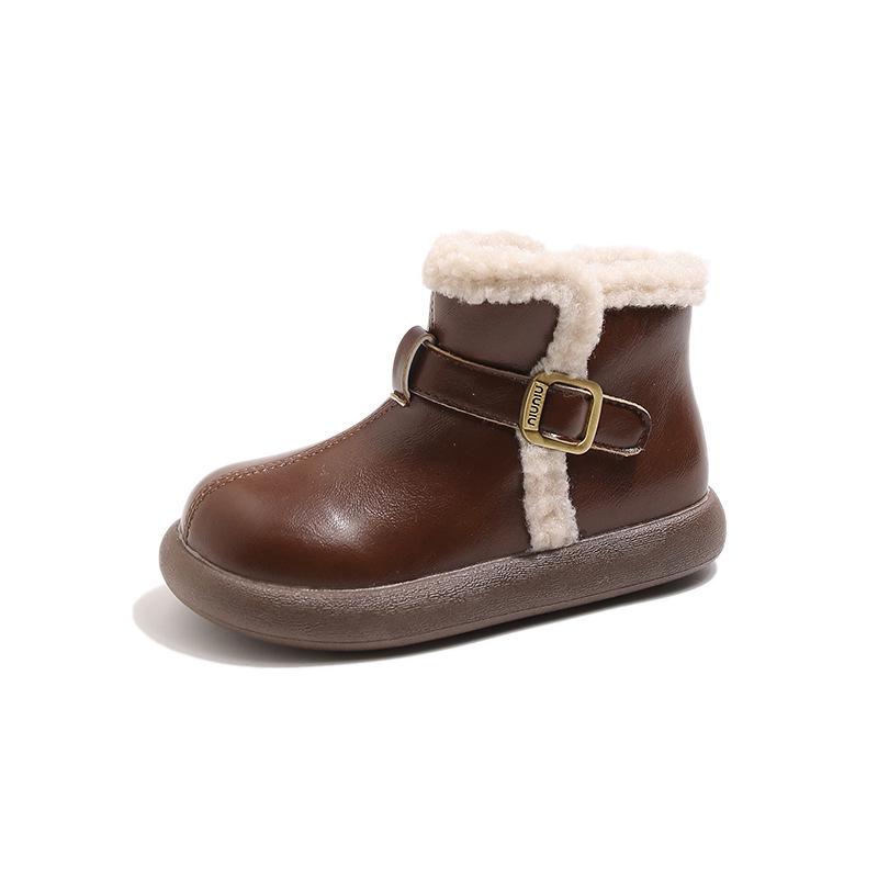 

Stylish Girls Snow Boots 2025: Winter Velvet Warmth, Soft Sole, Thick Martin Design Size 23 with 14.5cm коричневий
