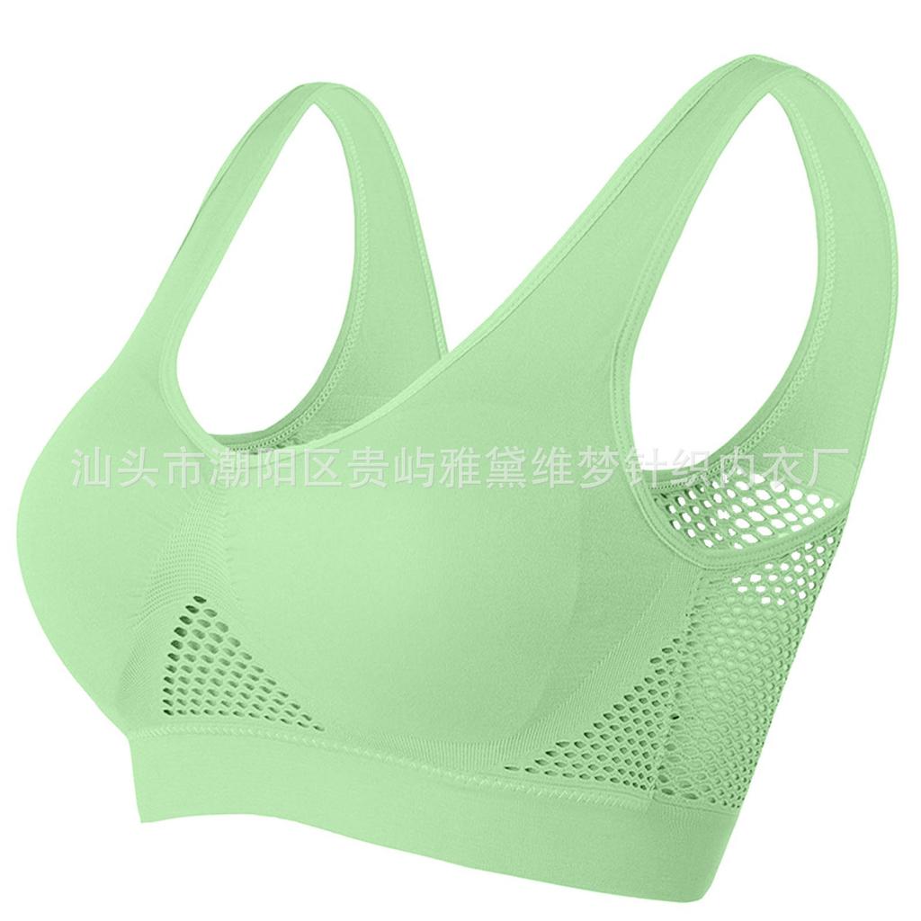 Large size breathable hole beautiful back gathering sports underwear hollow grid running yoga bra