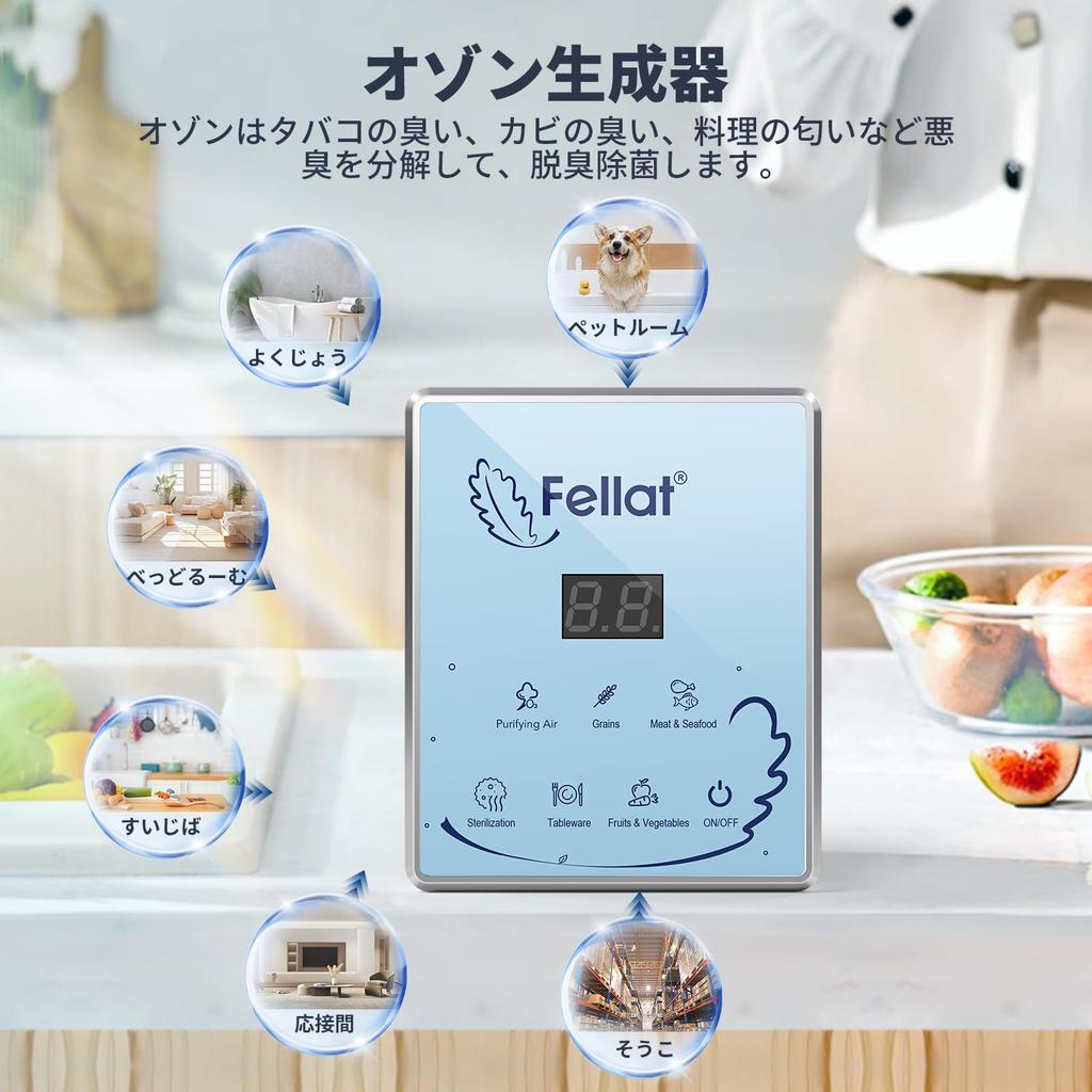FELLAT Ozone Water Ozone Home Air Cleans and Ideal for Home and Includes Japanese Instructions Generator, 600mg/h Generator, Deodorizer, Purifier,