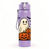 1PC Ghost Pumpkin Halloween 750ml Color Plastic Sports Water Bottle Leakproof Flip Straw Lid Suitable for Sports Office Home Use