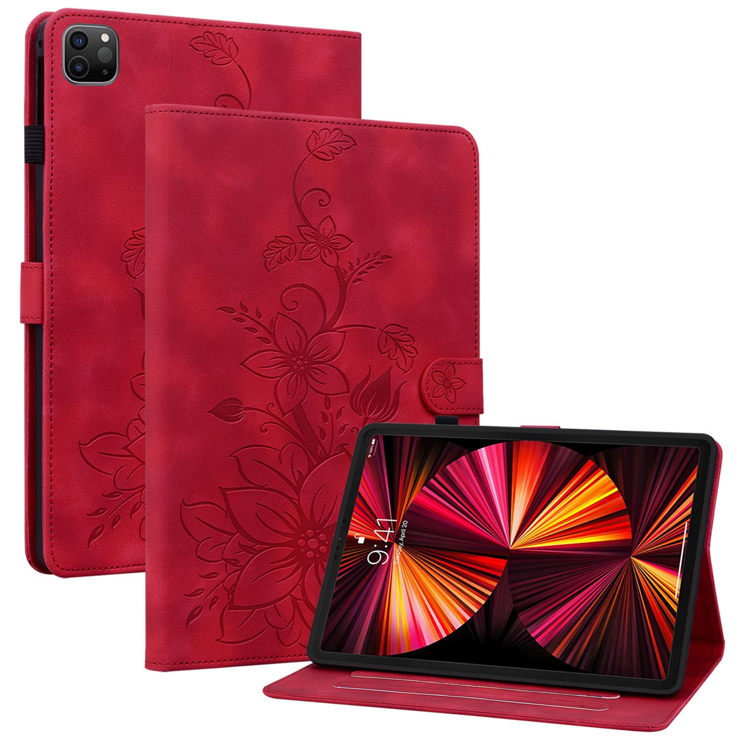 

Для iPad Эйр 11 (2025)/(2024)/Про 11 (2018)/(2020)/(2021)/(2022)/Воздух (2022)/(2020) Чехол-подставка с дизайном лилии Red