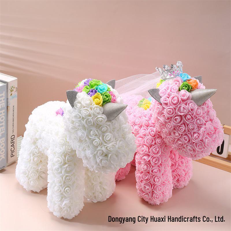 Unicorn Rose Crown: Preserved PE Foam Flower with Veil - Valentine's Day & Qixi Festival Gift