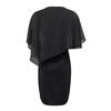 Plus Size Women V Neck Chiffon Sequins Dress Asymmetric Buttock Overlay S-5XL