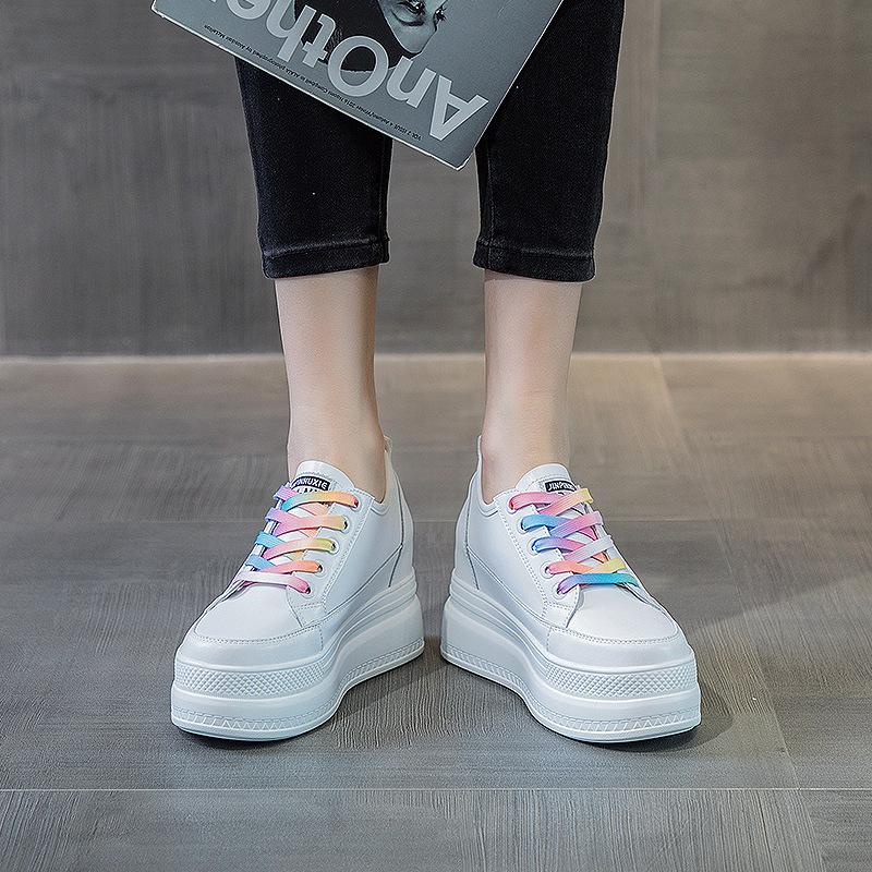 

Little white shoes women s autumn 2025 new thick-soled inner height increase of 8cm muffin shoes round head white versatile casual tide 34