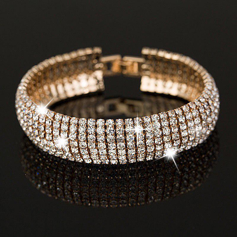 Gold and Silver Color Classic Crystal Pave Link Bracelet Bangle Fashion Jewelry Women Bangle