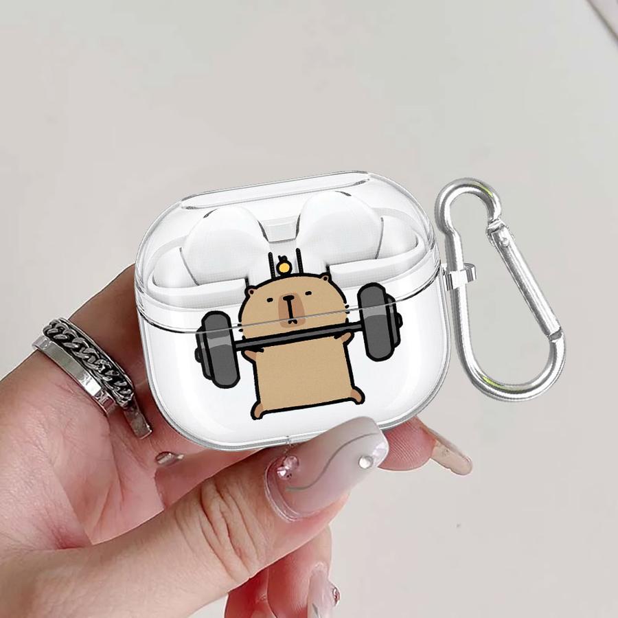 

Clear Earphone Cases Cover With Hook Case For Samsung Galaxy Buds 4 Pro 4Pro 2 3 FE Live 2Pro 3Pro Capybara Cute Cartoon Buds Live