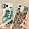 Tree Flowers Pattern Case For iPhone 17 Pro Max Plating Lens Frame Clear Soft Cover For iPhone 16 15 14 13 Pro Max 11 16E 17E