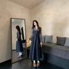 Plus Size Plaid Two-Piece Look Dress - Spring 2026 Slimming Long-Sleeved Waist-Cinched Skirt for Women