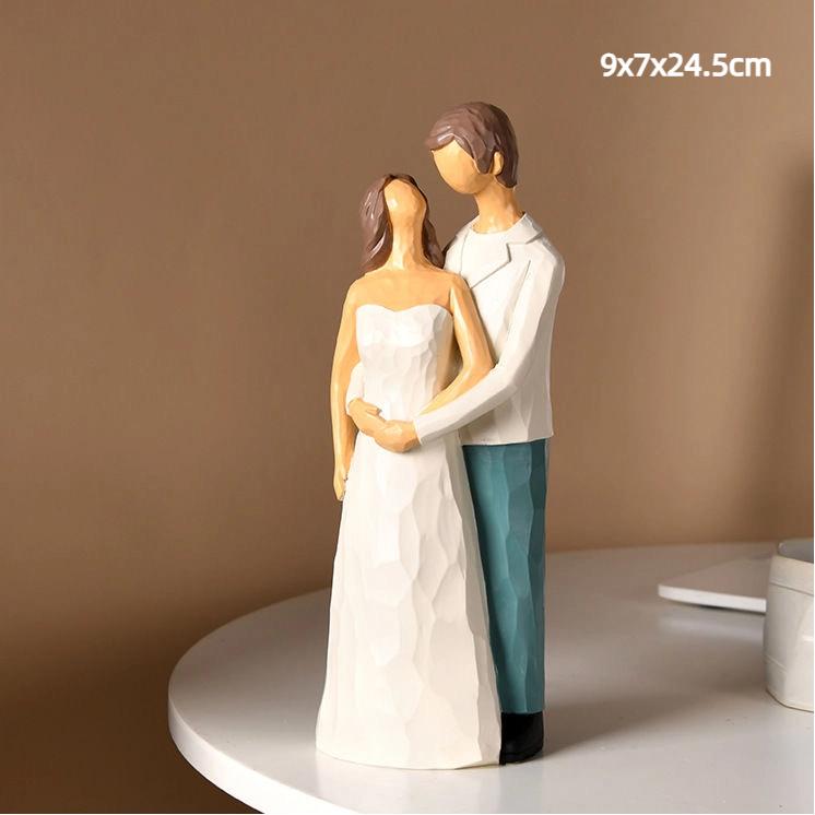Figura de Pareja de Resina Hecha a Mano Decoración Decoración del Hogar Adorno de Boda Regalo de San Valentín