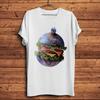 Planet HamburgEarth Moon Burge Pizza Funny Geek TShirtUnisex Oneck Casual Short Sleeve TeeUnisex Streetwear T ShirtBreathable