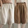 Cotton and Linen Casual Pants Women's Spring and Autumn Large Size Loose Harem Pants High Waist Slim Five-point Pants