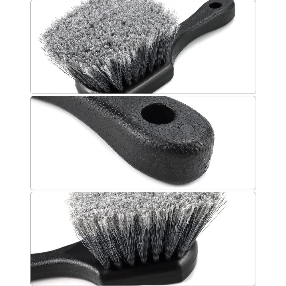 Short Handle Tire and Wheel Brush for Car Rim, Soft Bristles for Gentle Washing, Efficiently Cleans Tires